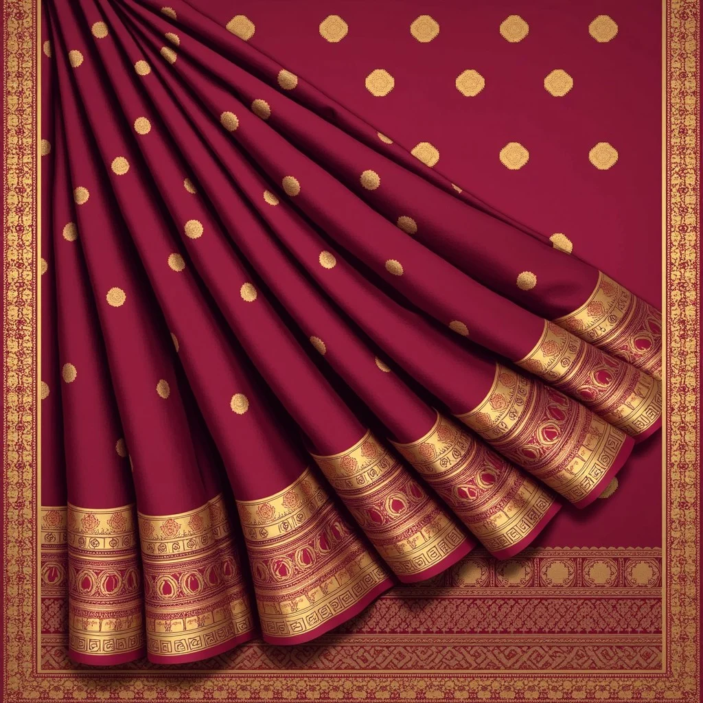 elegant maroon saree stockcake